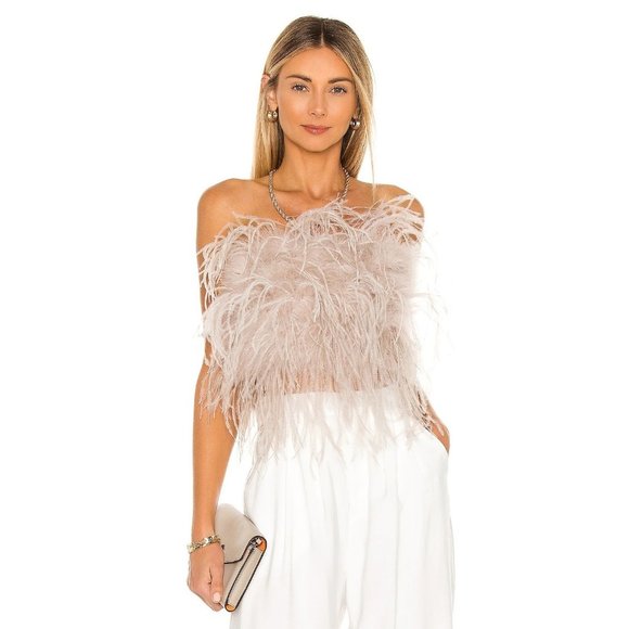Lamarque Tops - LAMARQUE Zaina Feather Top in Dusty Rose Small